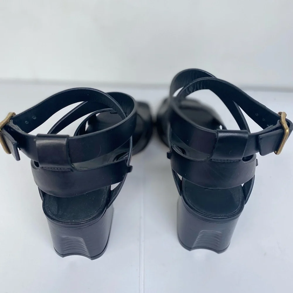 M Gemi Designer Black Women's Luxury Sandals with Gold Buckle Hardware